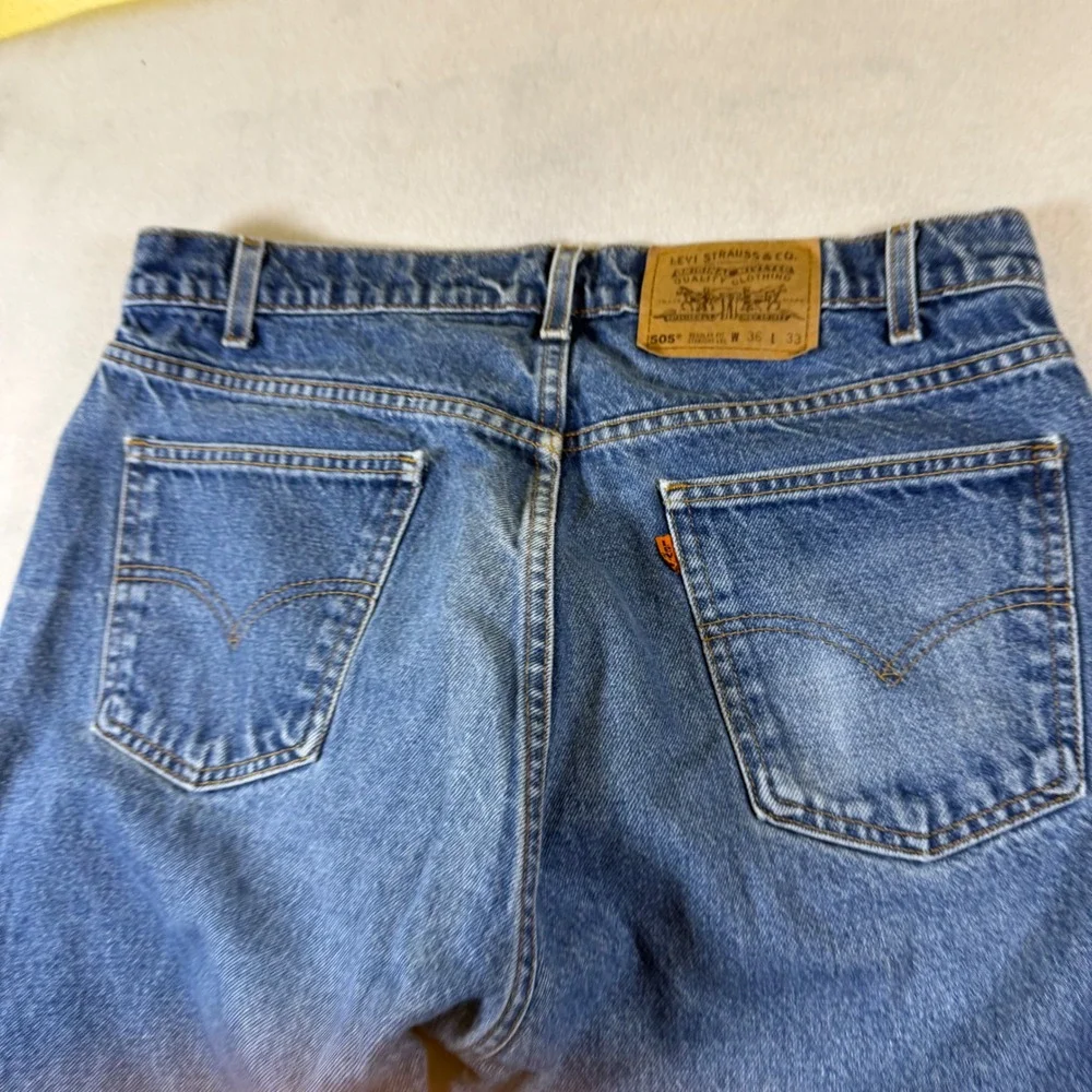 Levis 505 Vintage Orange Tab Regular Fit Straight Leg‎ Jeans Blue 36x33
